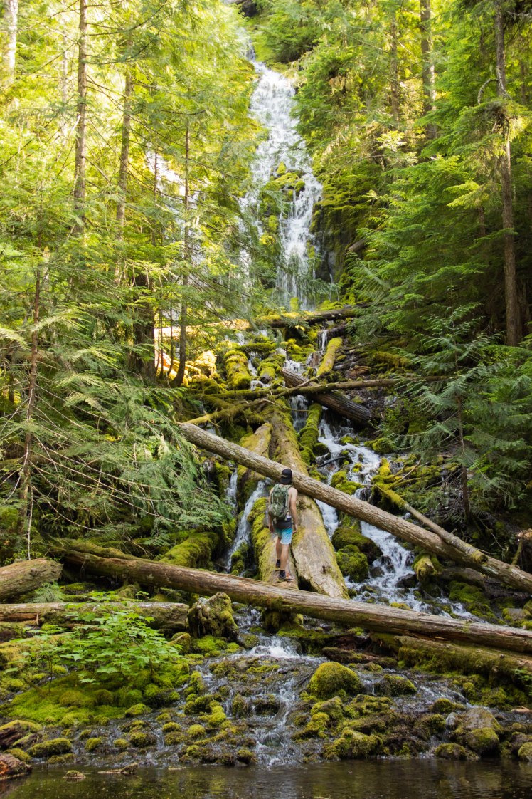 At the base of the lower falls